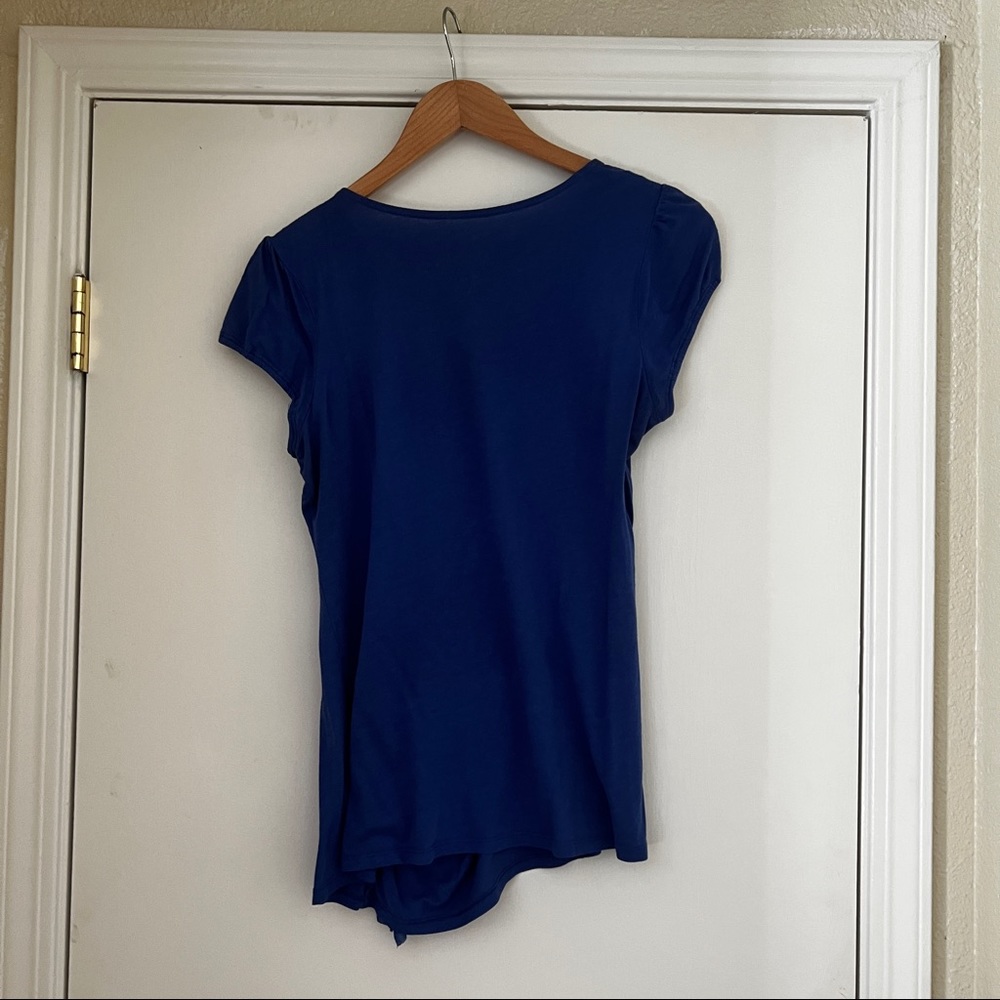 INC BLue Ruffle top - Picture 3 of 5